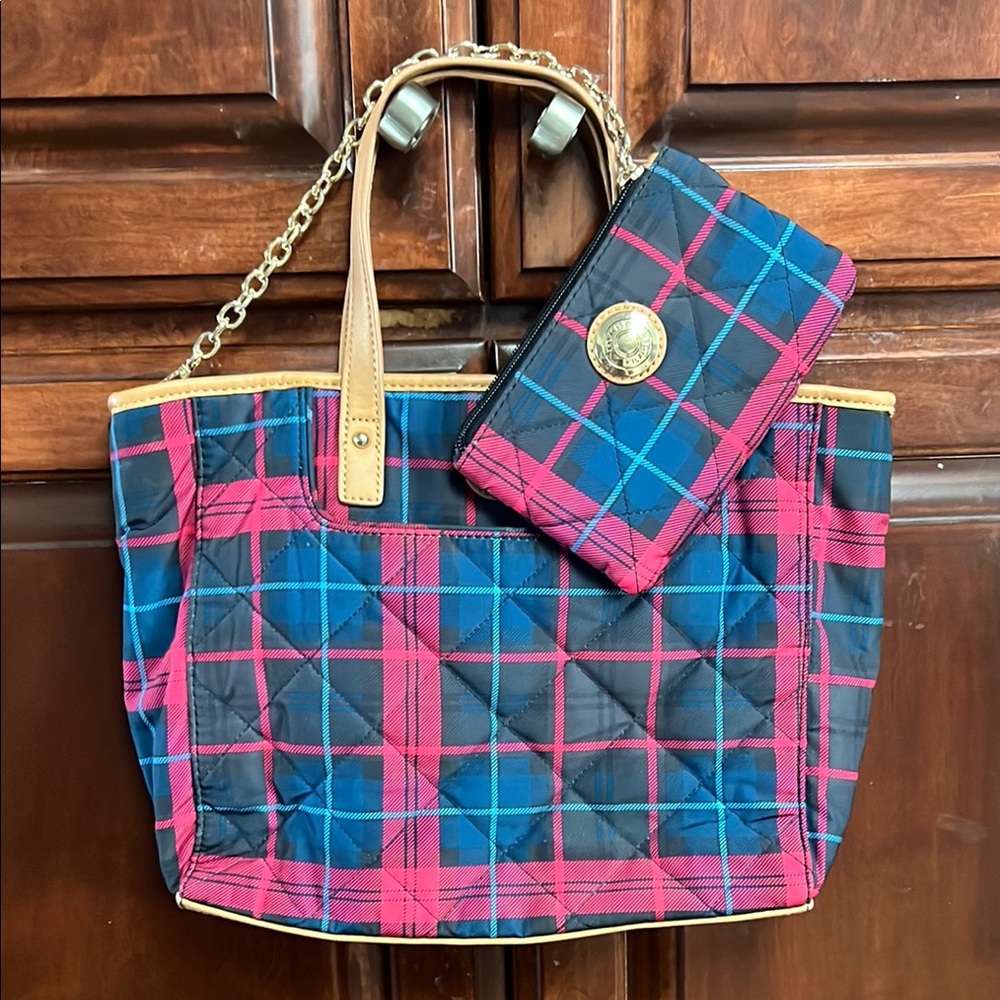 Plaid Tote and Wallet Set